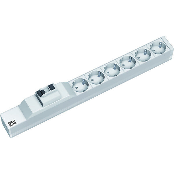 BACHMANN 19Zoll Steckdosenleiste 6f Schutzk.1HE,1xFI,alu 333.411